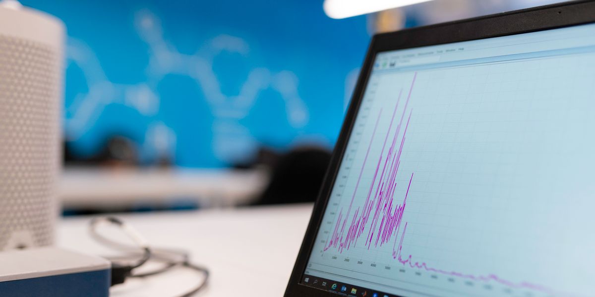 Analytics graph on a laptop screen